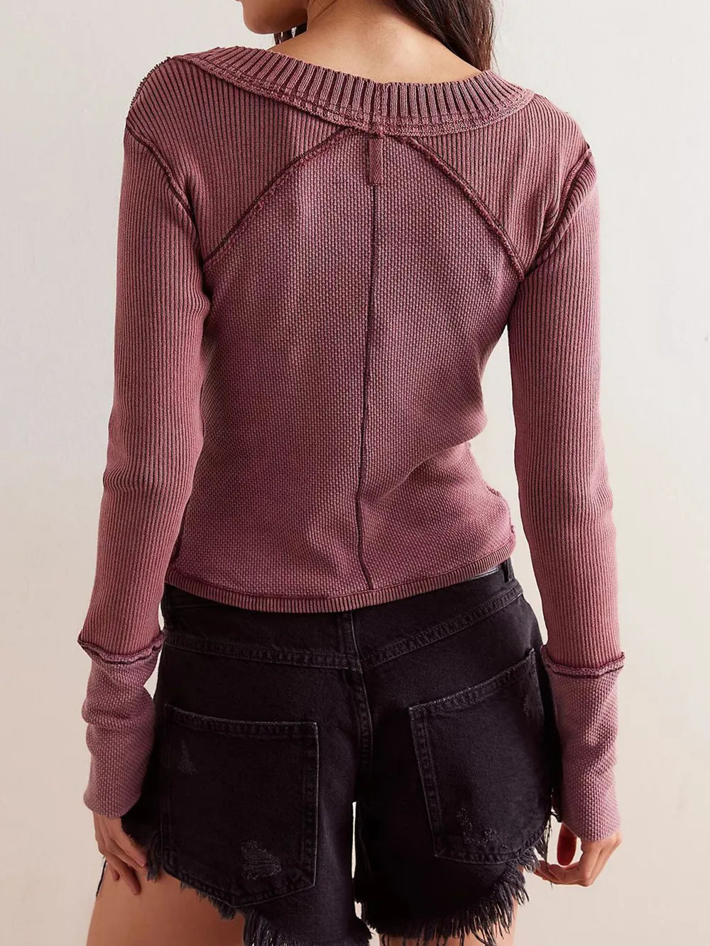 V-Neck Button Up Cropped Cardigan - adritiX