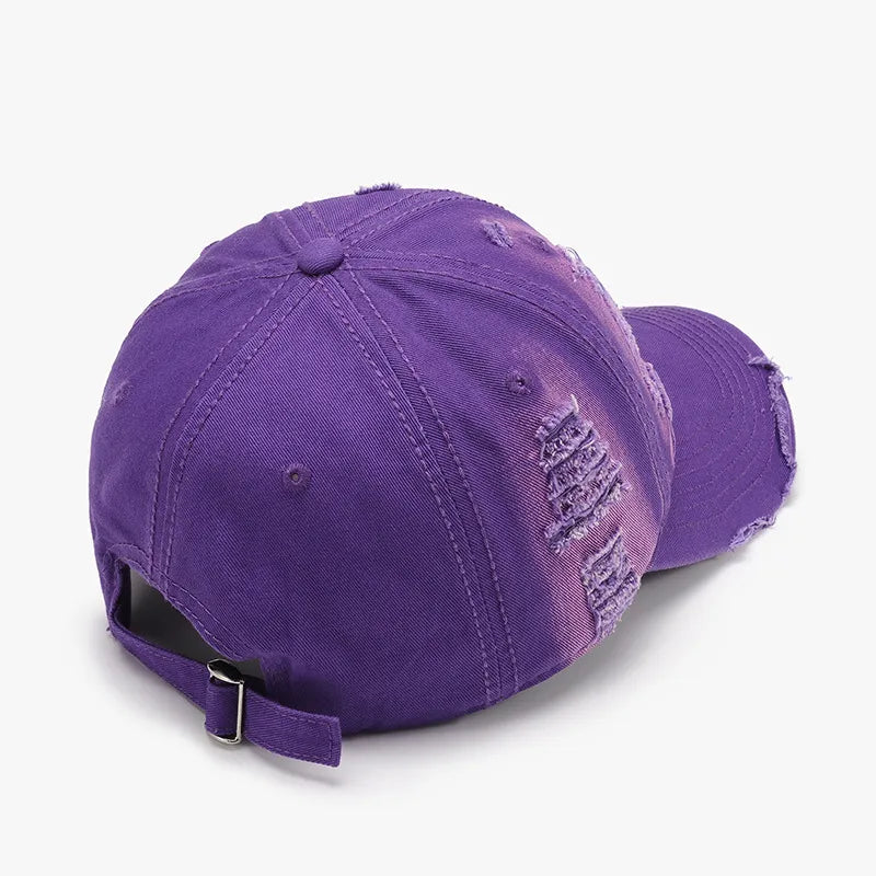 Distressed Adjustable Cotton Baseball Cap - adritiX