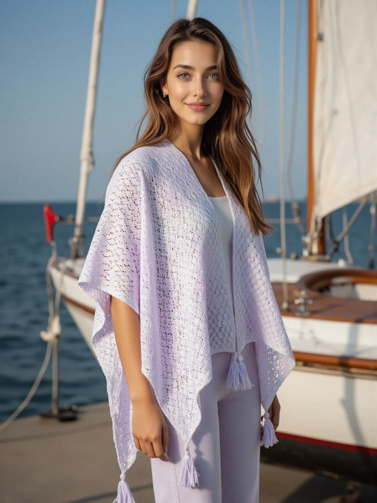 Elegant Openwork Tassel Gradient Knit Cover Up - adritiX