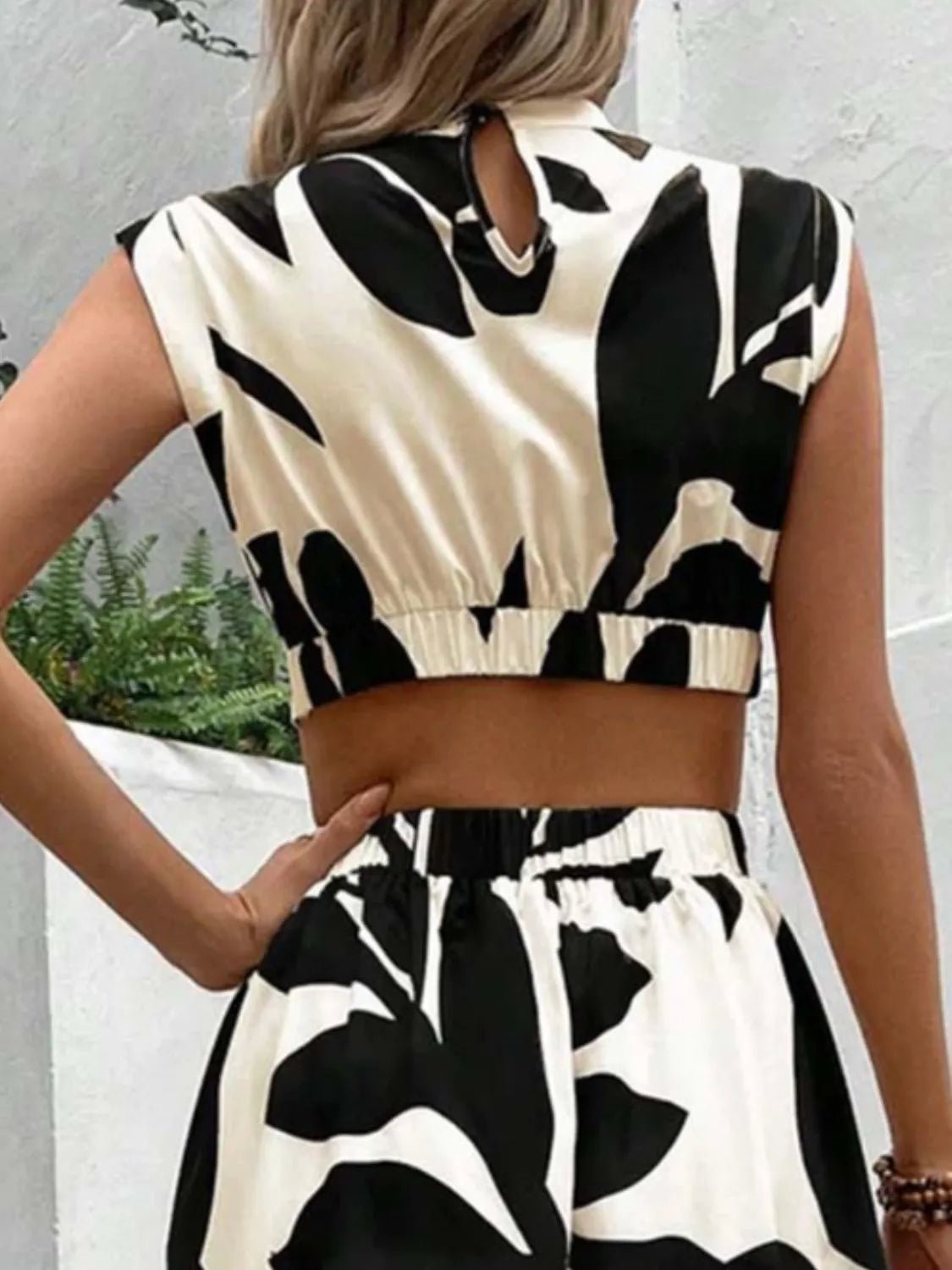 Cutout Printed Cap Sleeve Midi Dress - adritiX