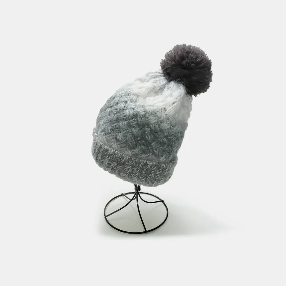 Gradient Knit Hat with Pompom - adritiX