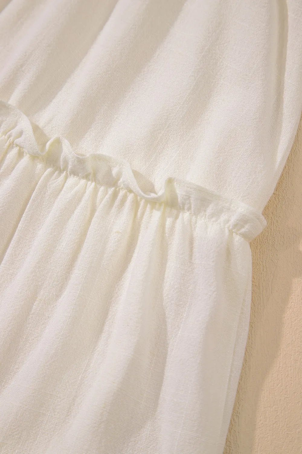 Solid Color Tied Straps Ruffle Tiered Mini Dress - adritiX