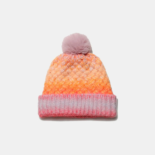 Gradient Knit Hat with Pompom - adritiX
