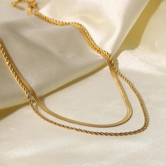 18K Gold - Plated Double - Layered Necklace - adritiX