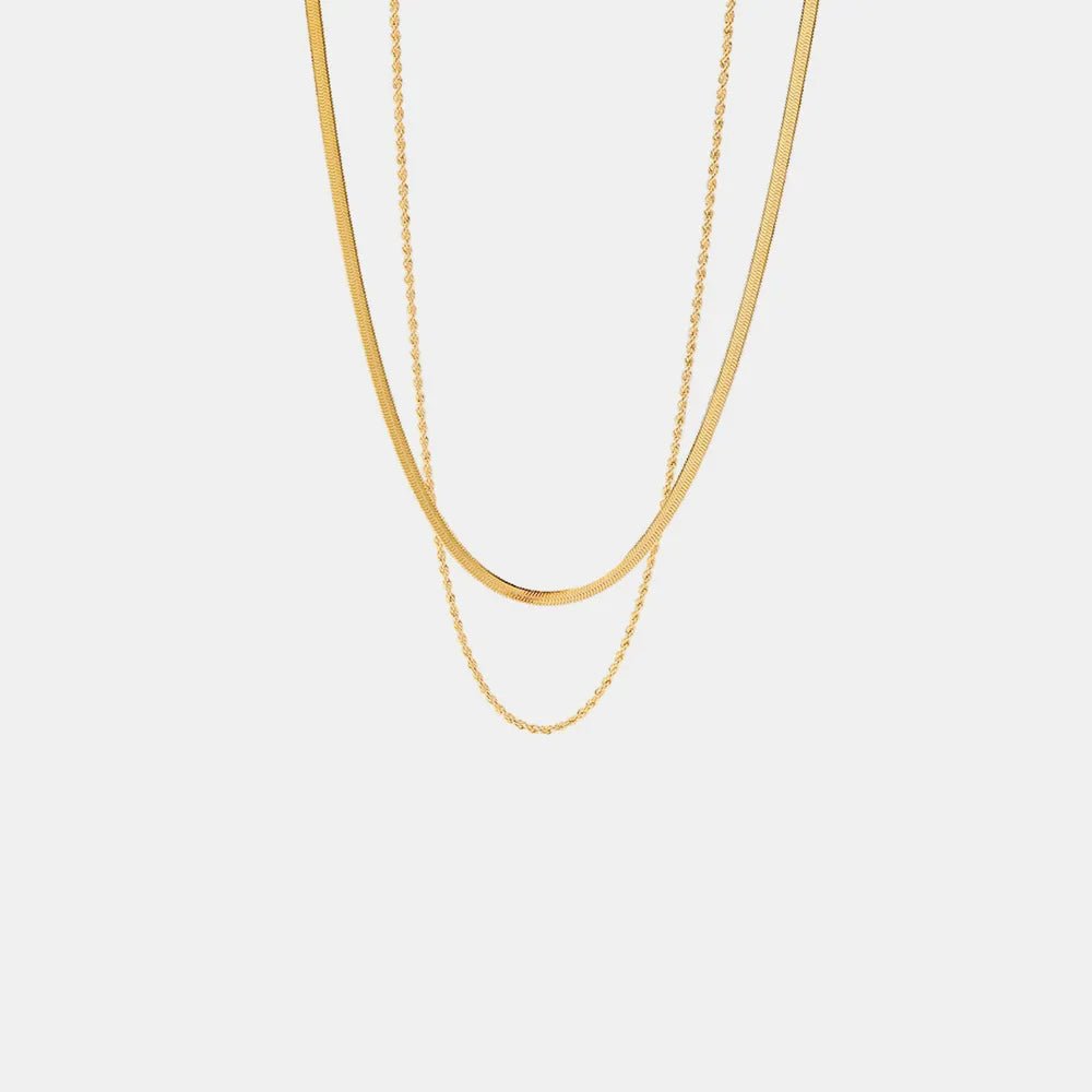 18K Gold - Plated Double - Layered Necklace - adritiX