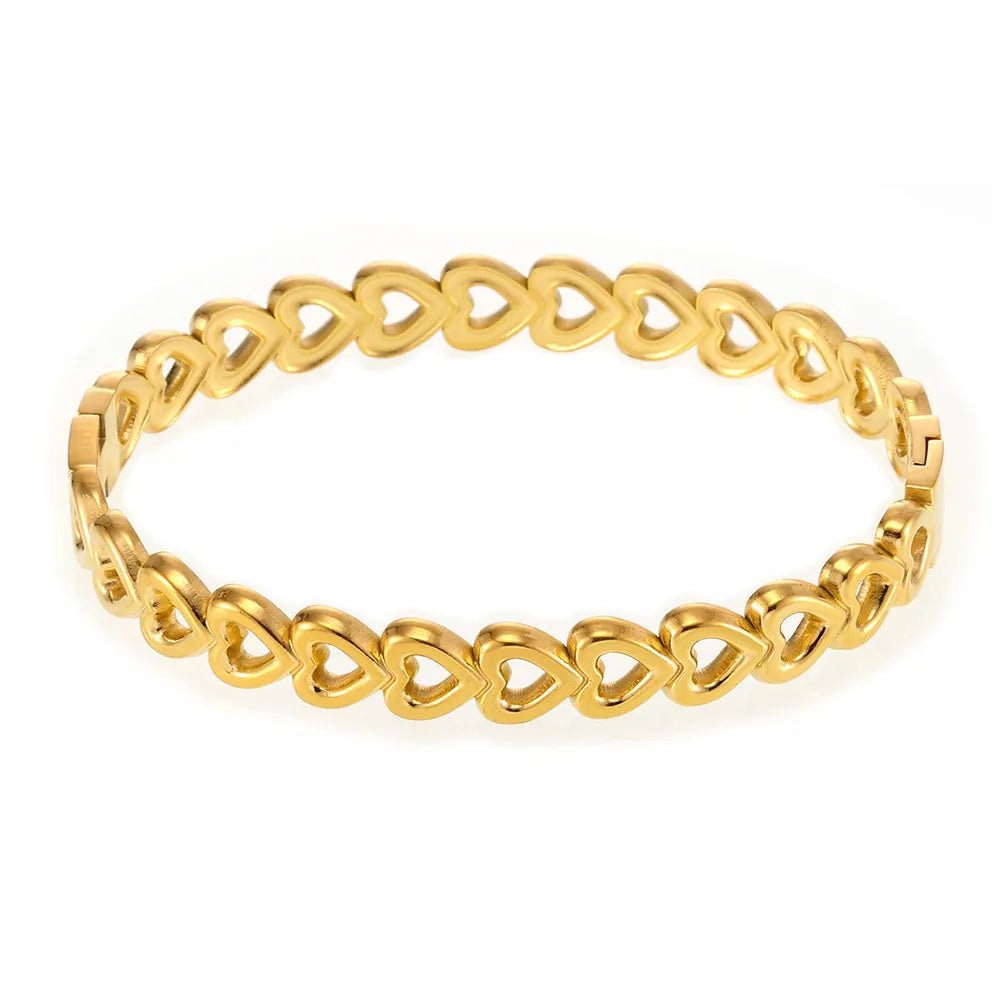18K Gold - Plated Stainless Steel Heart Bracelet - adritiX