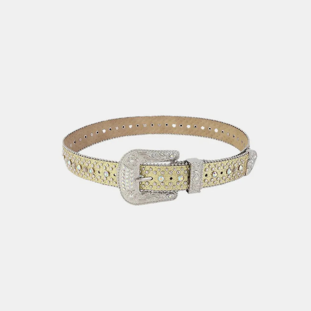 Rhinestone PU Leather Belt - adritiX