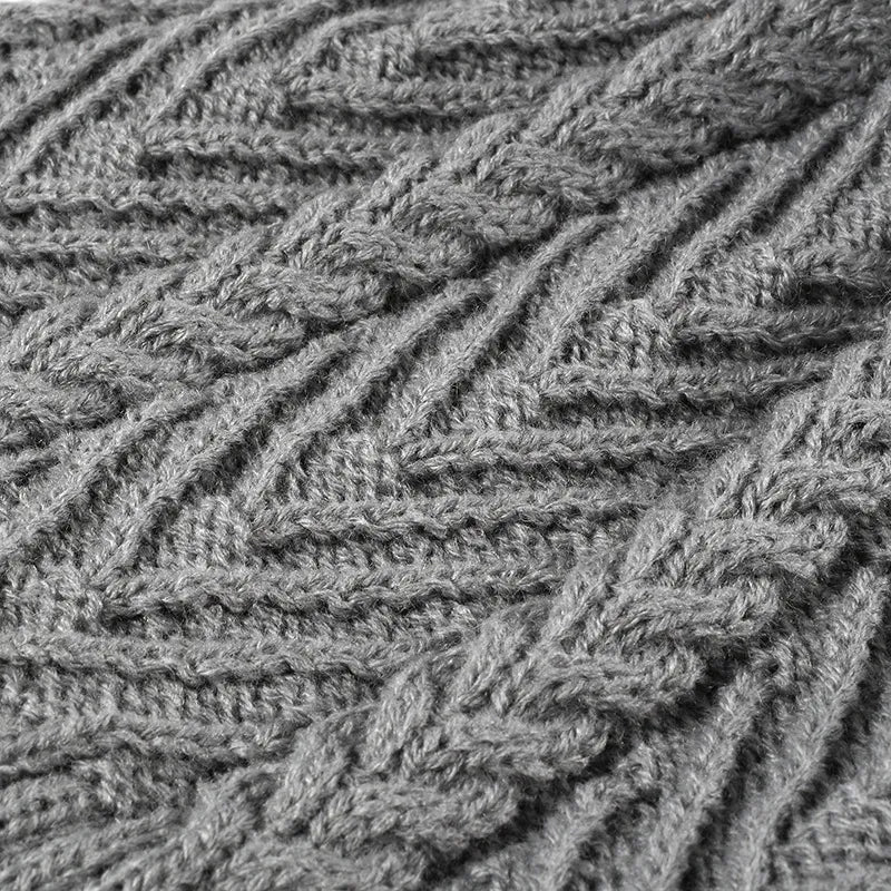 Cable Knit Solid Color Hat with Pompom - adritiX