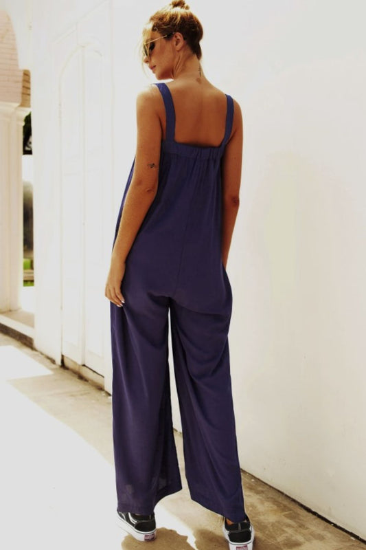 Elegant Wide Strap Wide Leg Jumpsuit - adritiX