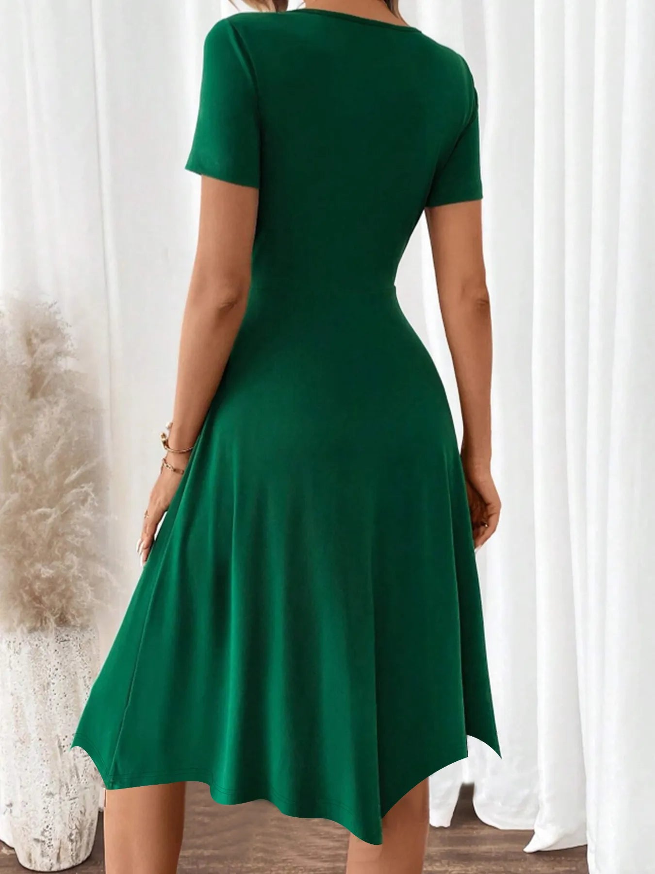 V-Neck Short Sleeve Dress - adritiX