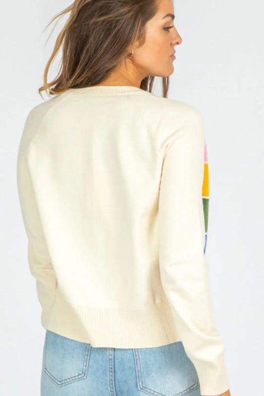 Contrast Button Down Long Sleeve Cardigan - adritiX