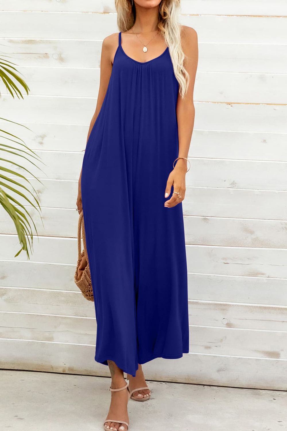 Elegant Spaghetti Strap Scoop Neck Jumpsuit - adritiX