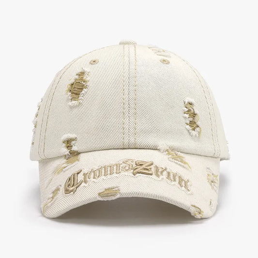 Distressed Letter Embroidered Baseball Cap - adritiX