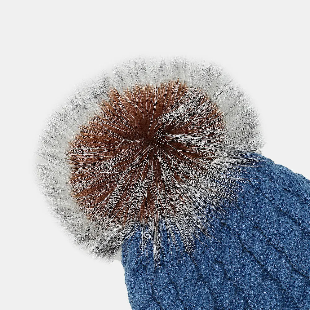 Cable Knit Winter Hat with Pompom - adritiX