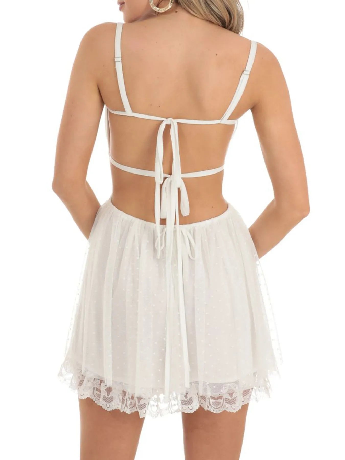 Lace Backless Mini Cami Dress - adritiX