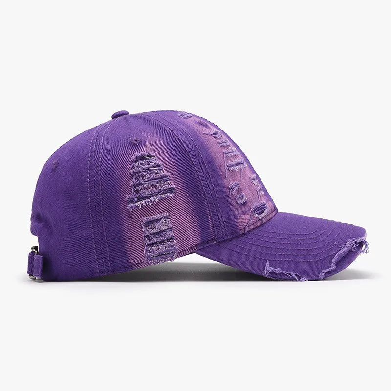 Distressed Adjustable Cotton Baseball Cap - adritiX
