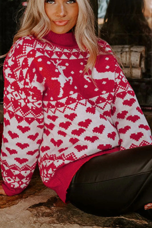 Christmas Element Turtleneck Long Sleeve Sweater - adritiX