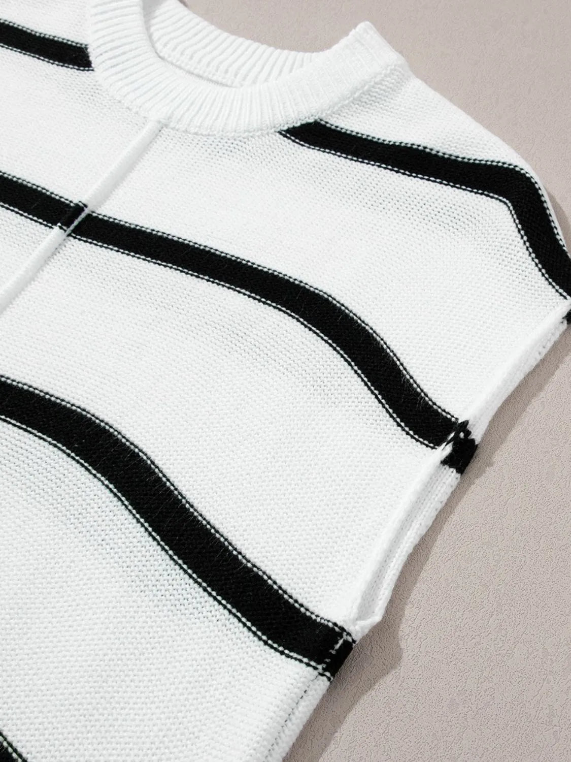 Striped Batwing Sleeve Knit Top - adritiX