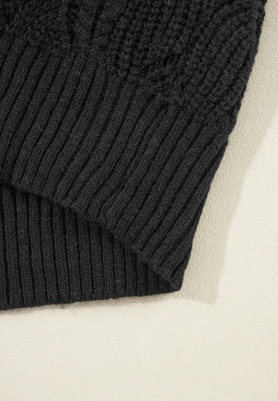 Openwork V-Neck Long Sleeve Sweater - adritiX