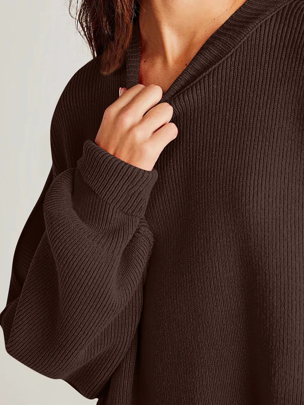 Double Take Side Slit Round Neck Long Sleeve Sweater - adritiX