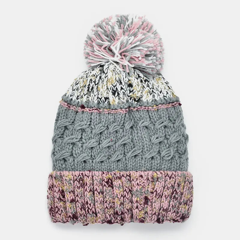 Contrast Thermal Hat with Pompom - adritiX
