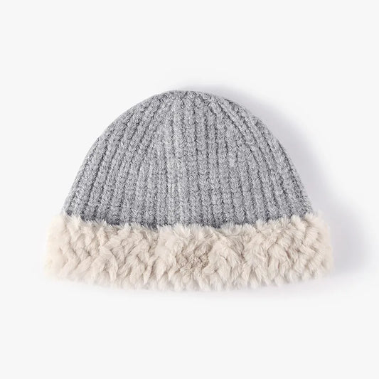 Fuzzy Hem Knit Hat - adritiX