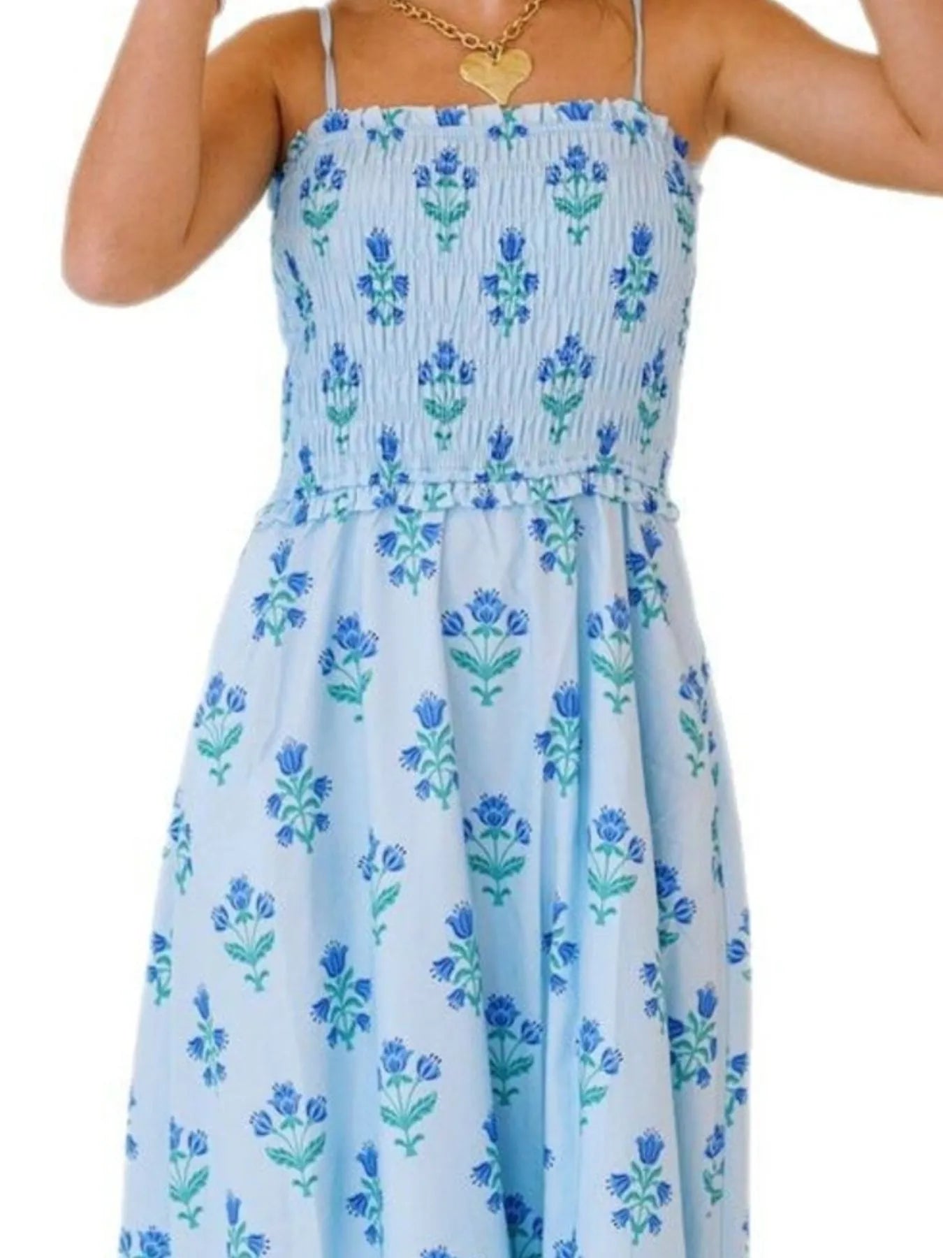 Floral Smocked Midi Cami Dress - adritiX