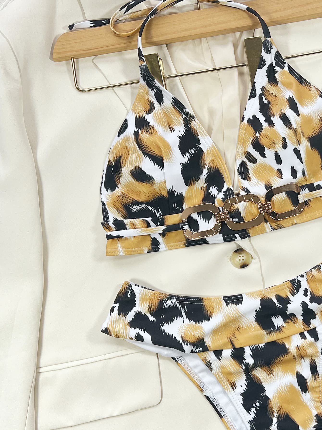 Animal Print Halter Neck Bikini Set - adritiX