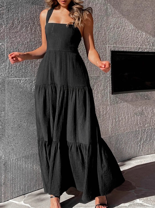 Square Neck Tiered Maxi Dress - adritiX