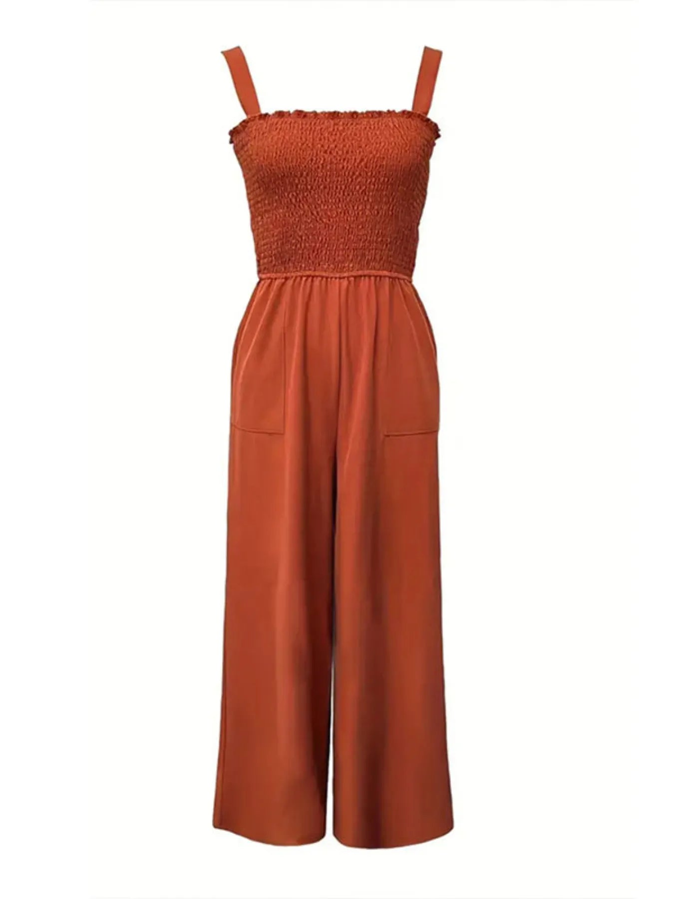 Elegant Smocked Wide Leg Jumpsuit - adritiX