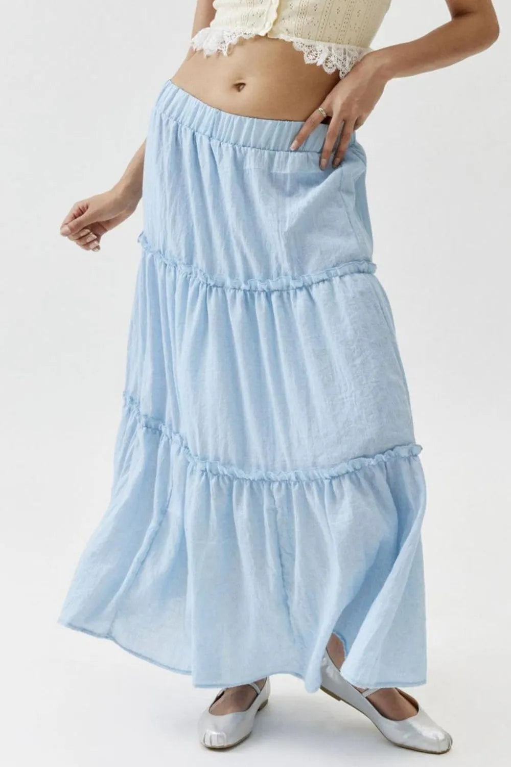Frill Elastic Waist Skirt - adritiX