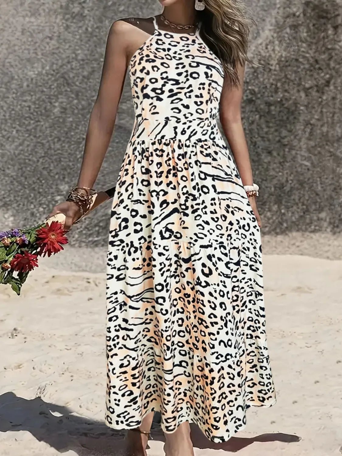 Leopard Halter Neck Dress - adritiX