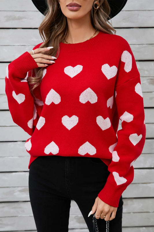 Angel Wings Heart Round Neck Long Sleeve Sweater - adritiX
