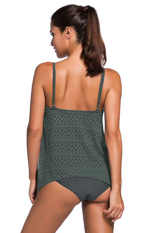 Full Size Spaghetti Strap Scoop Neck Tankini Set - adritiX