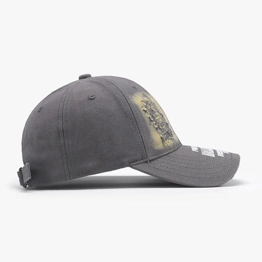 Distressed Letter Cotton Baseball Cap - adritiX