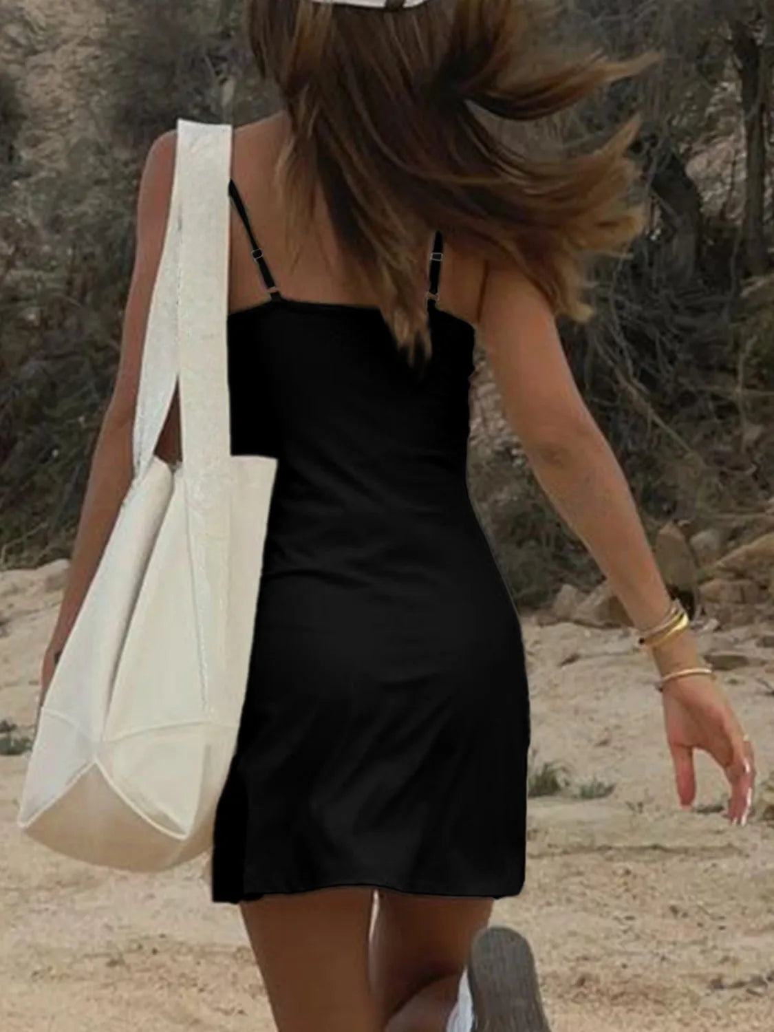Elegant Casual Spaghetti Strap Mini Dress - adritiX