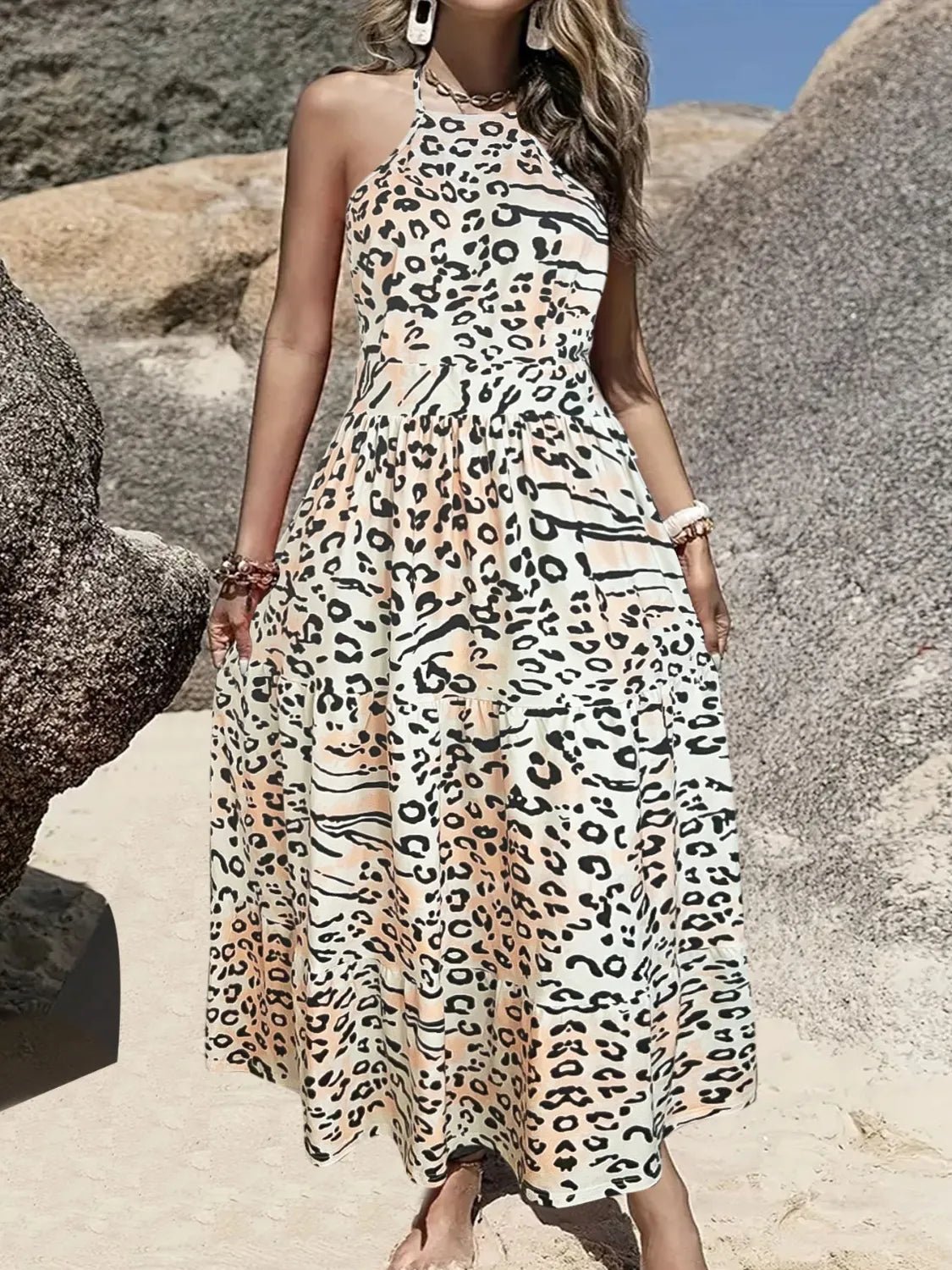 Leopard Halter Neck Dress - adritiX