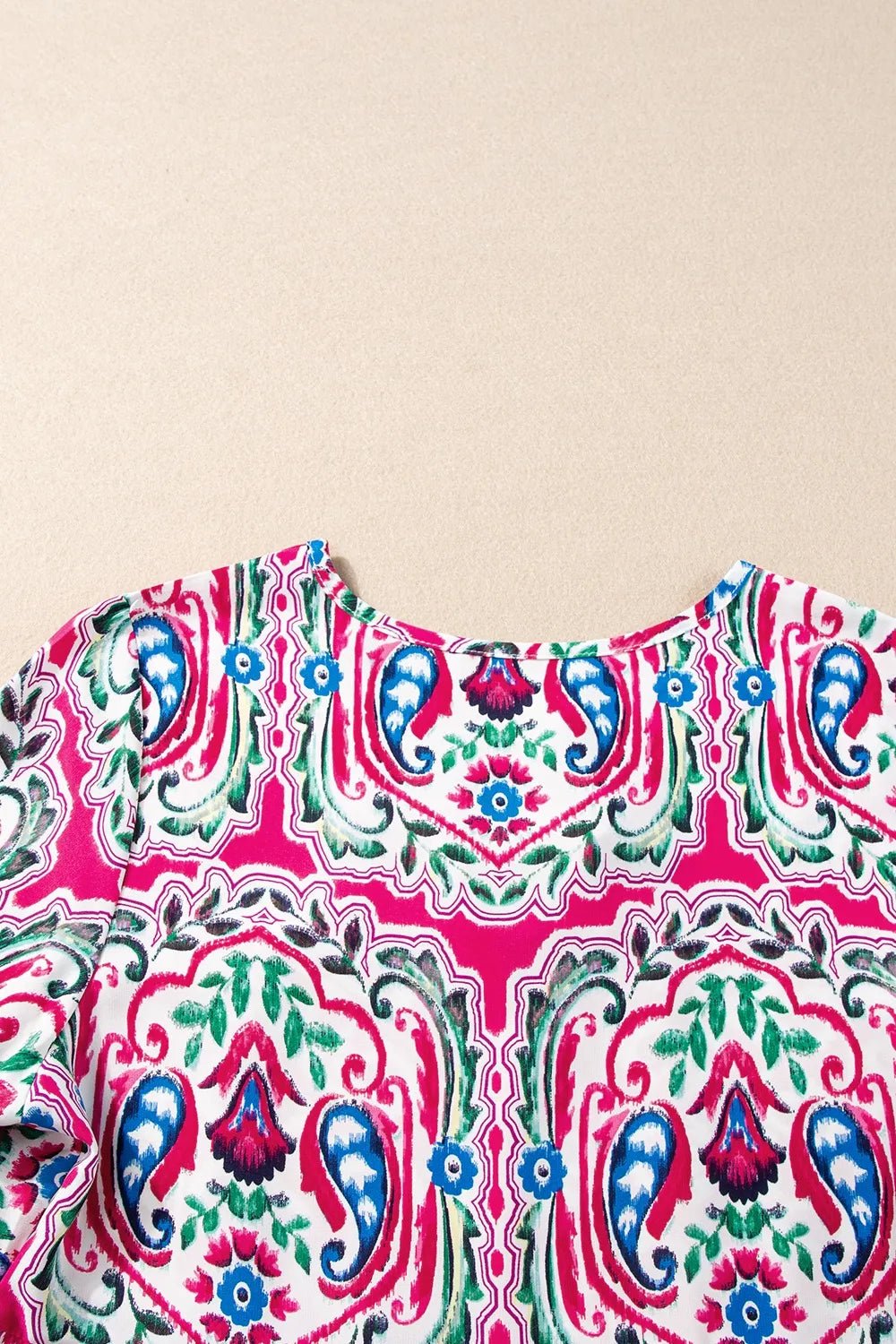Printed Tie Neck Short Sleeve Dress - adritiX