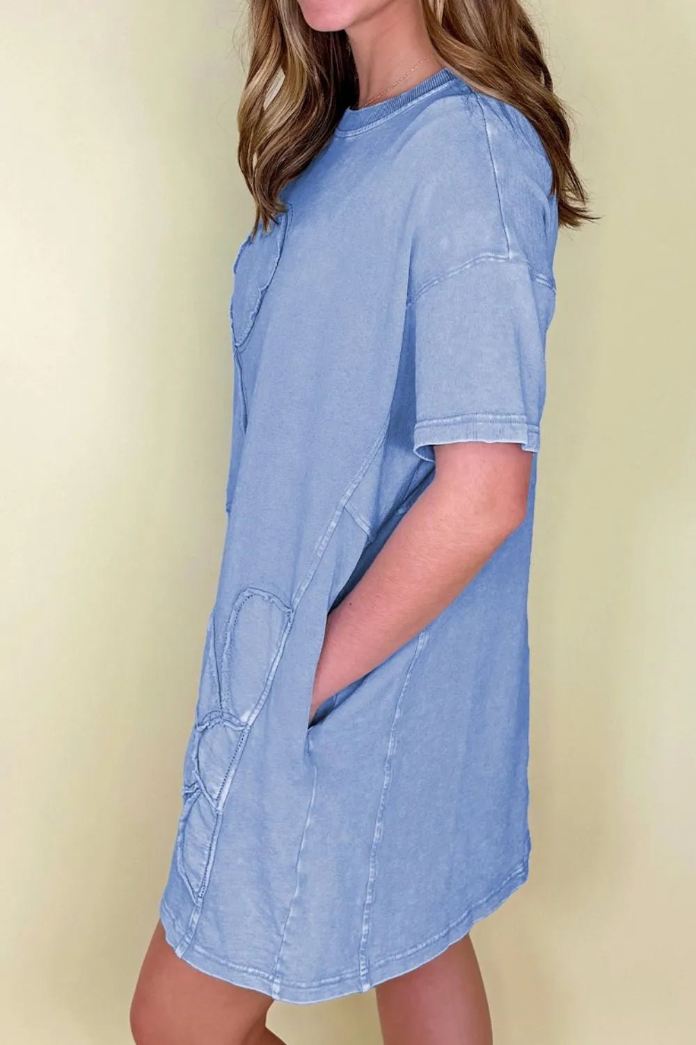 Floral Round Neck Short Sleeve T-Shirt Dress - adritiX