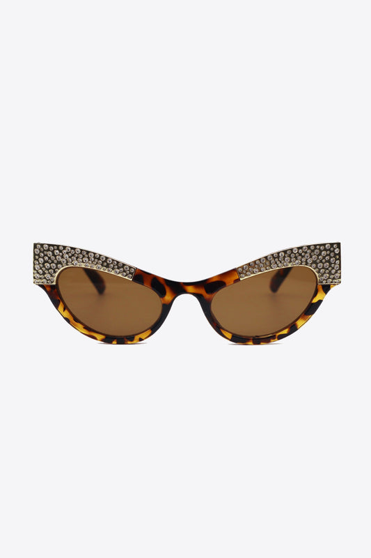 UV400 Rhinestone Trim Cat-Eye Sunglasses - adritiX