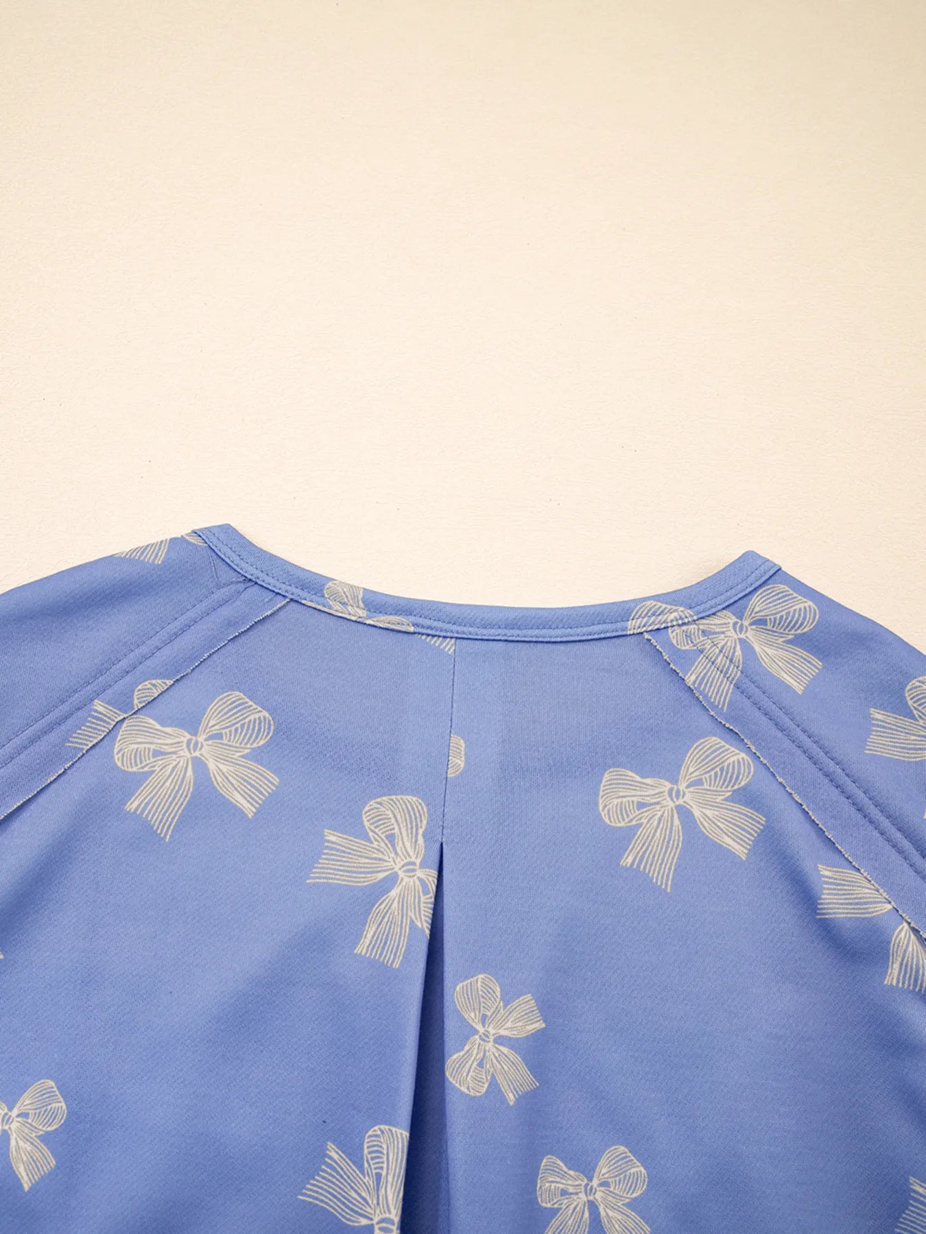 Bow Knot Print Crewneck Ruffled Sleeve Shift Mini Dress - adritiX