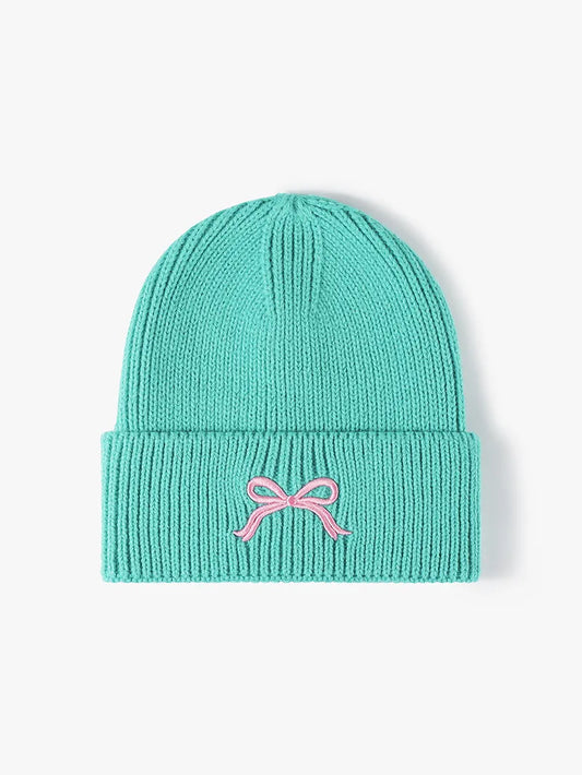 Embroidered Bow Knit Hat - adritiX