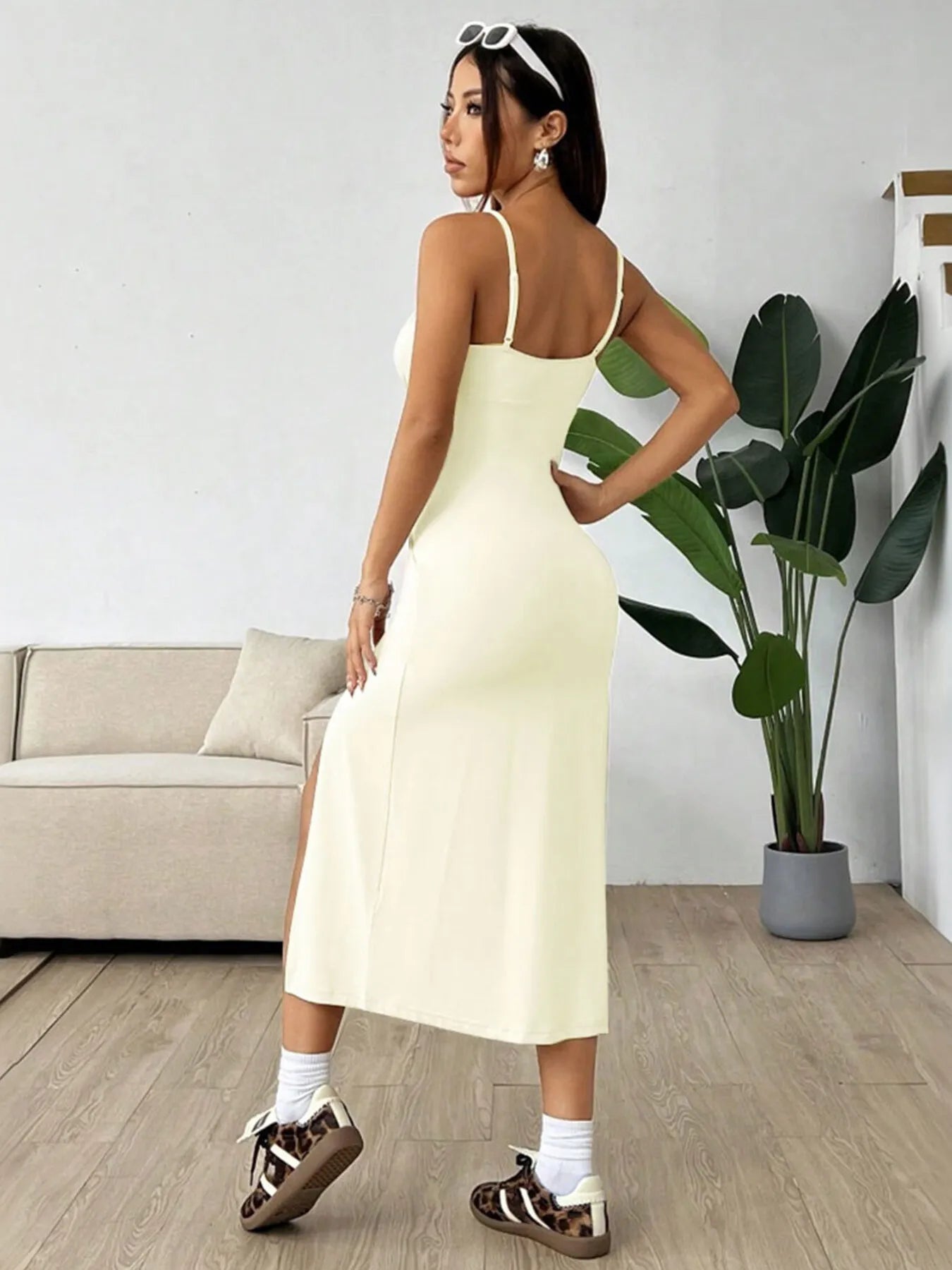 Slit Bodice Midi Cami Dress - adritiX
