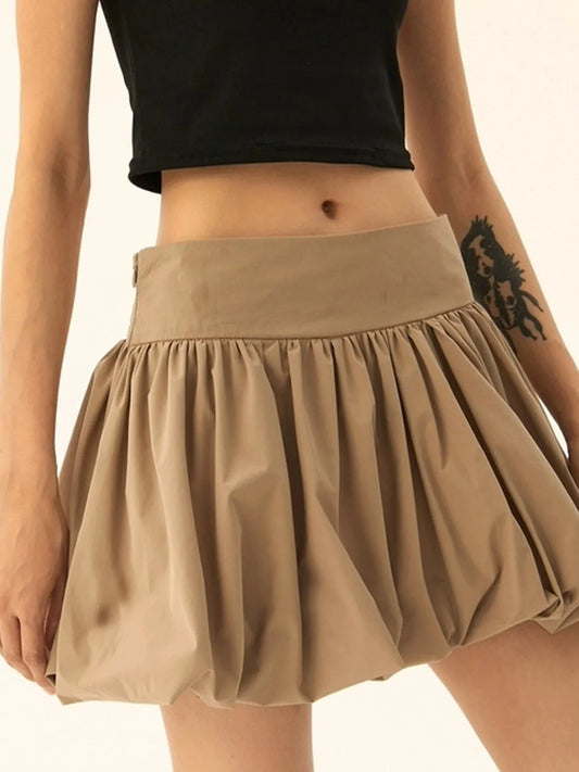 Ruched Bubble Hem Mini Skirt - adritiX
