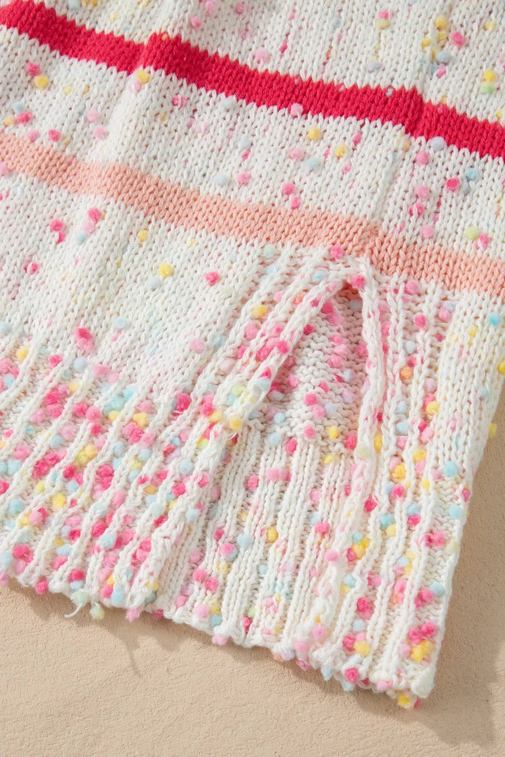 Plus Size Confetti Striped Round Neck Sweater - adritiX