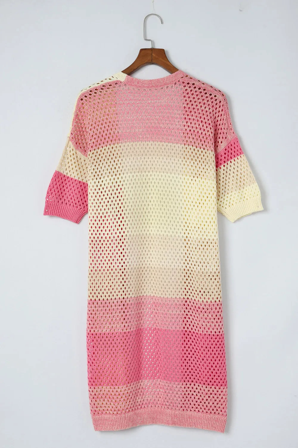 Color Block Dropped Shoulder Half Sleeve Cover Up - adritiX