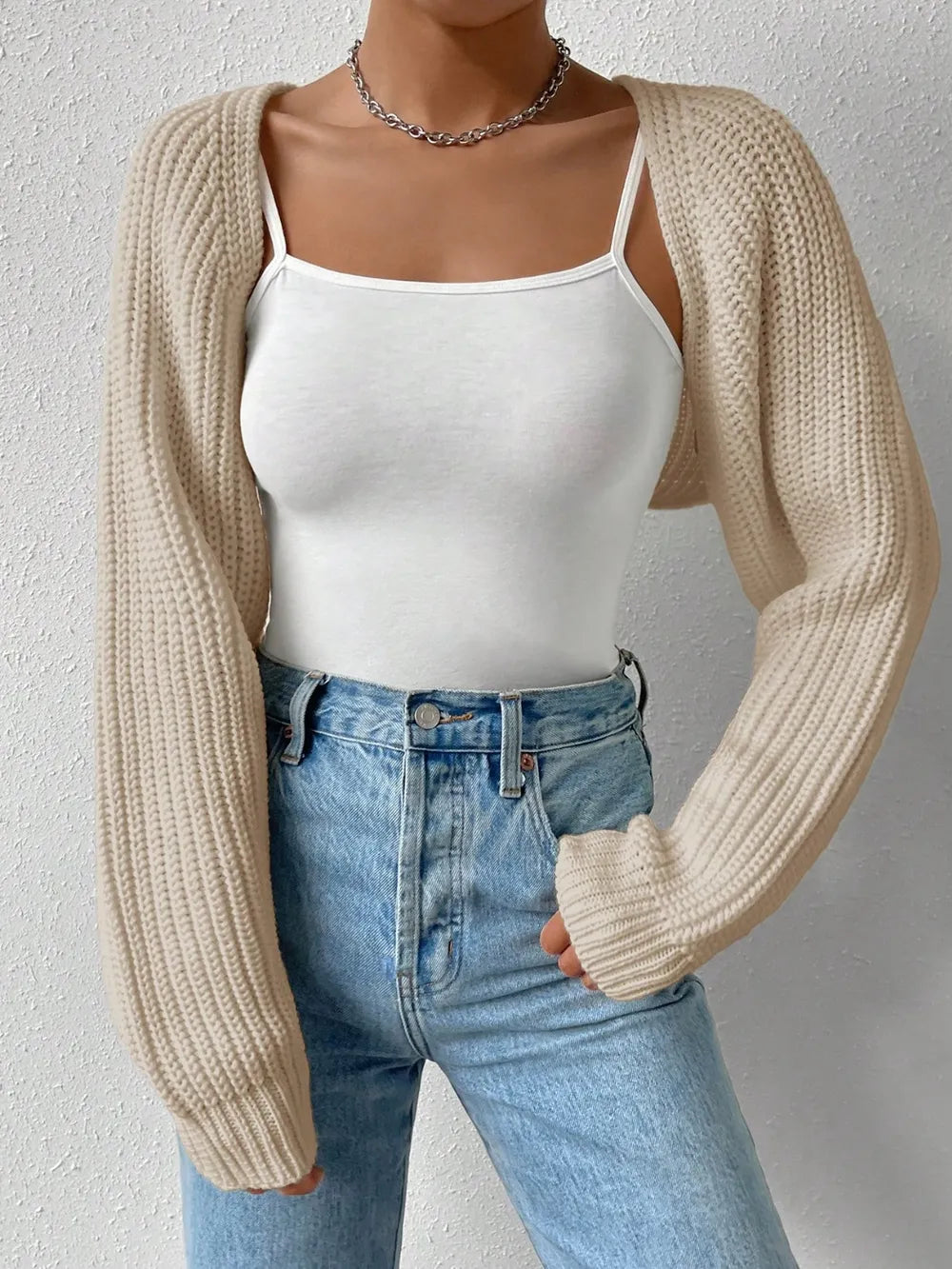 Honey Open Front Long Sleeve Cropped Cardigan - adritiX
