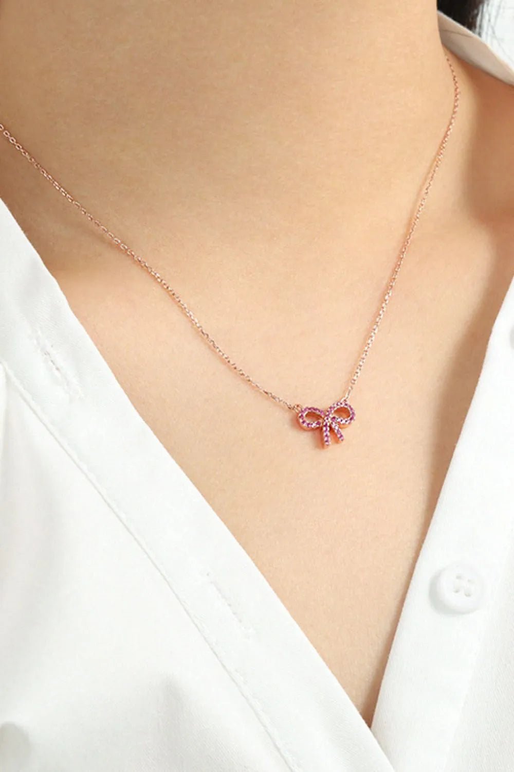 925 Sterling Silver Bow Necklace - adritiX