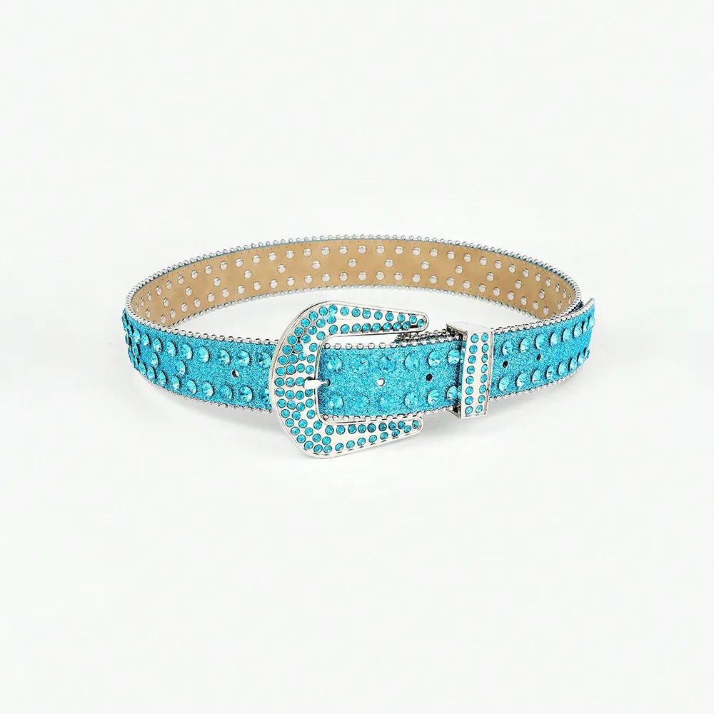 Rhinestone PU Leather Belt - adritiX