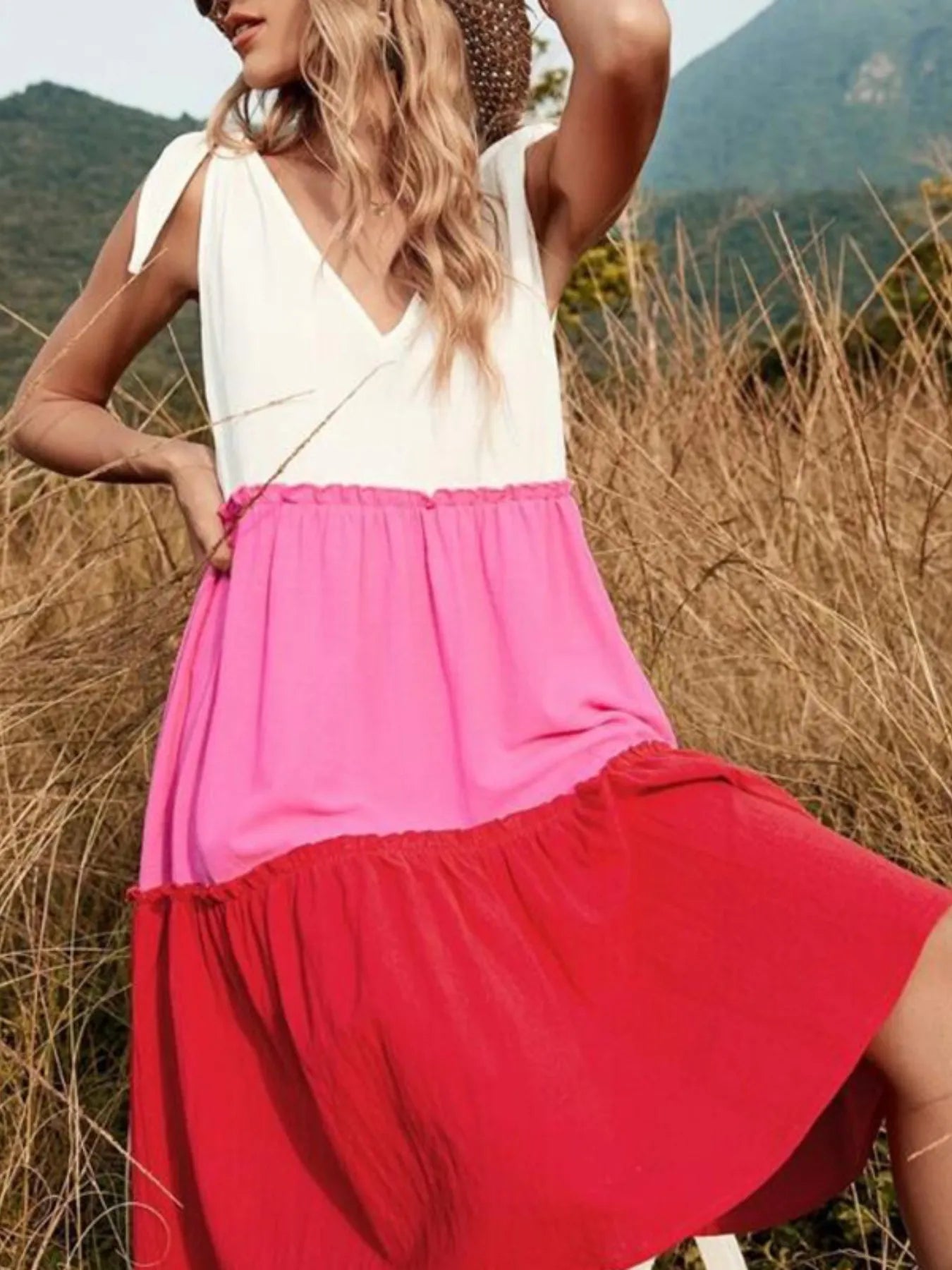 Colorblock Tiered Midi Tank Dress - adritiX